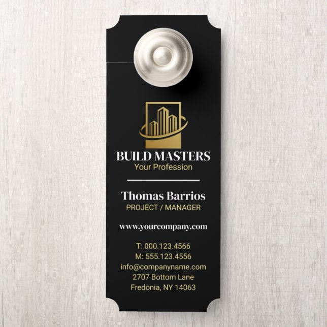 Colgador Para Puertas Oro Negro Constructor Profesional de Construcción (En pomo)
