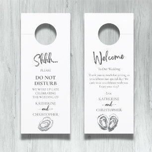 Colgador Para Puertas Oysters Black White Shhh No Molestar al Boda