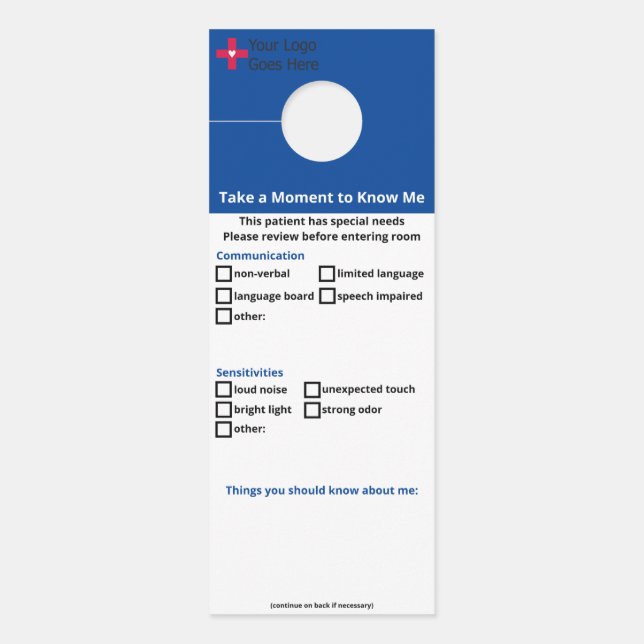 Colgador Para Puertas Paciente con necesidades especiales (Anverso)