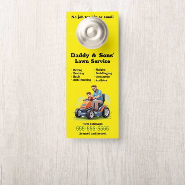 Colgador Para Puertas Padre y canción Lawn Service Doger (En pomo)