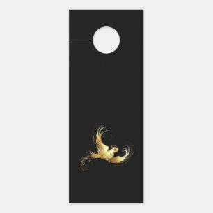 Colgador Para Puertas Pájaro Dorado sobre Fondo Negro