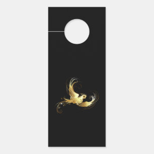 Colgador Para Puertas Pájaro Dorado sobre Fondo Negro