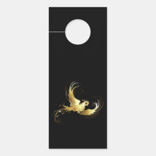 Colgador Para Puertas Pájaro Dorado sobre Fondo Negro