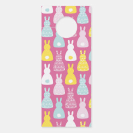 Colgador Para Puertas Patrón de conejo de conejo de Pascua rosa suave