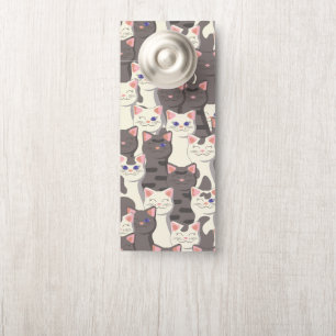 Colgador Para Puertas Patrón de gatos blancos y grises