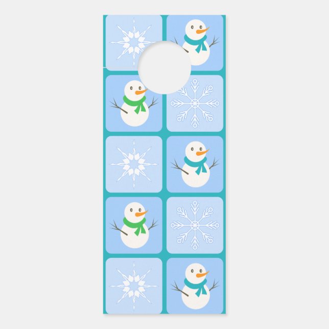 Colgador Para Puertas Patrón de invierno de snowman y copos de nieve (Anverso)