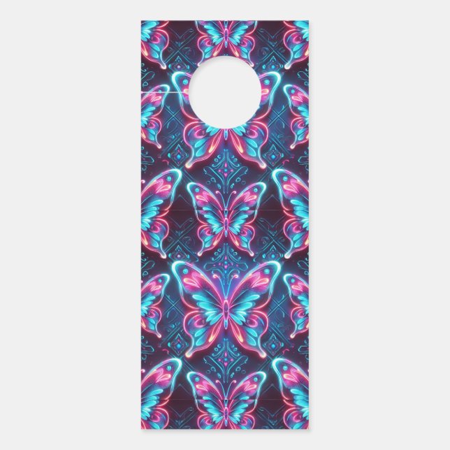 Colgador Para Puertas patrón de mariposa de neón (Anverso)