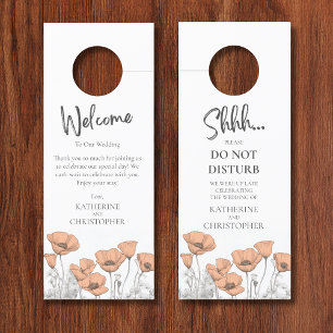 Colgador Para Puertas Peach Poppies Shhh No Perturbar Al Boda