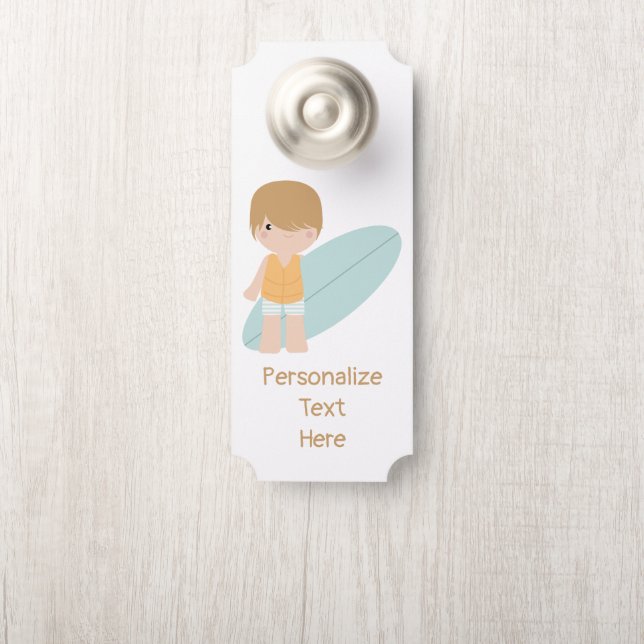 Colgador Para Puertas Pequeño Surfer Dude Boy Kids Room (En pomo)