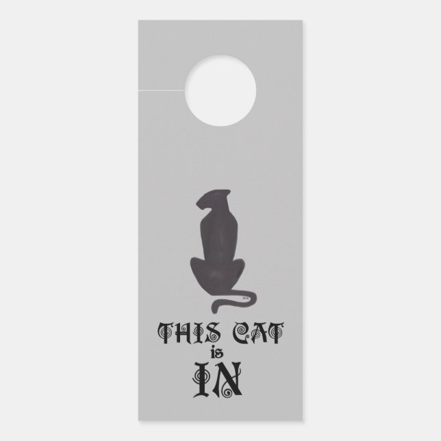 Colgador Para Puertas Percha de la puerta gris de la silueta de gato neg (Anverso)