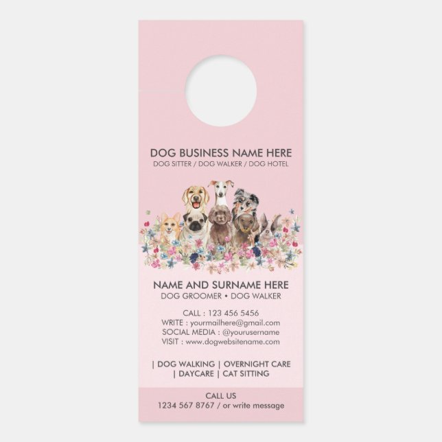 Colgador Para Puertas Perros Rosas (Anverso)