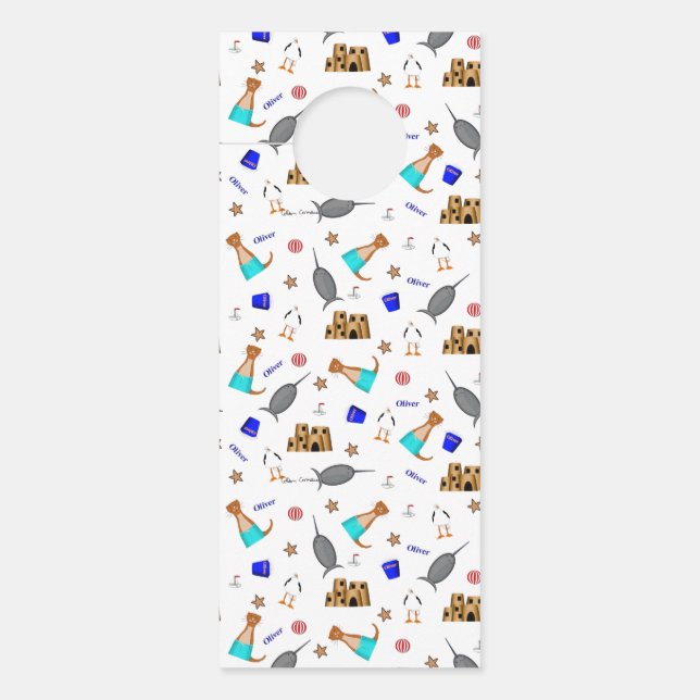 Colgador Para Puertas Personalice Oliver La Playa De Verano Otter (Anverso)