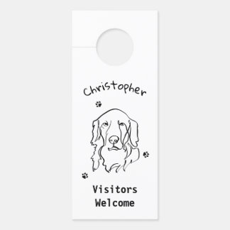 Colgador Para Puertas Personalizable Golden Retriever Line Art