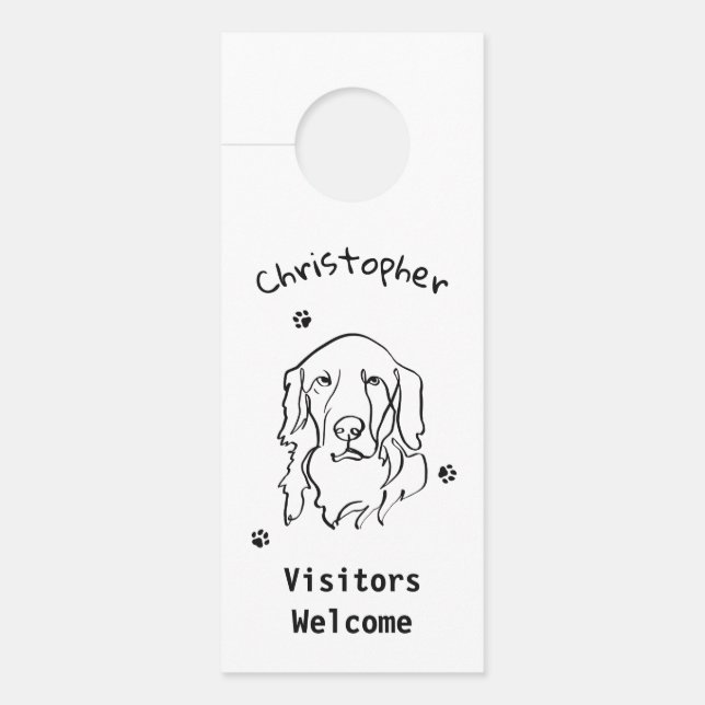 Colgador Para Puertas Personalizable Golden Retriever Line Art (Anverso)