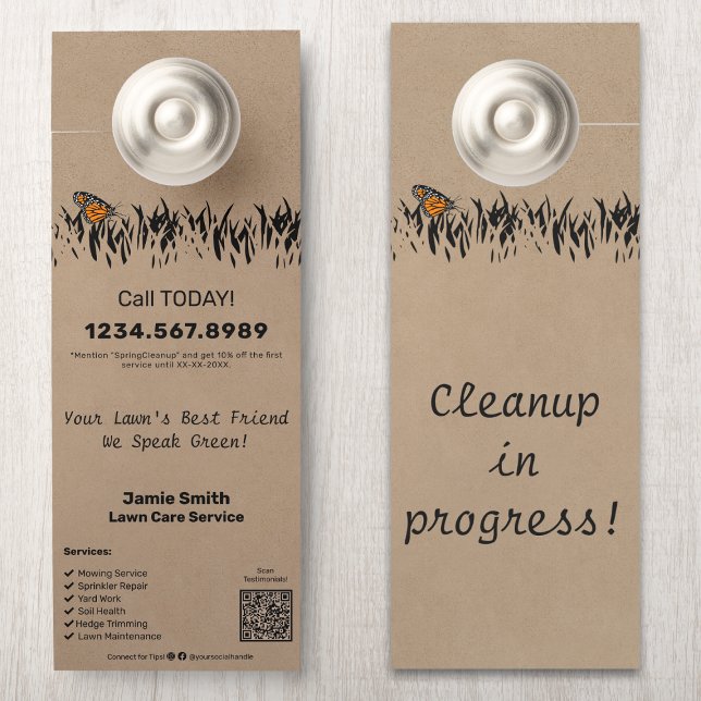 Colgador Para Puertas Personalizado de promoción de servicios de paisaji (Landscaping Service Promotional Custom Door Hanger)