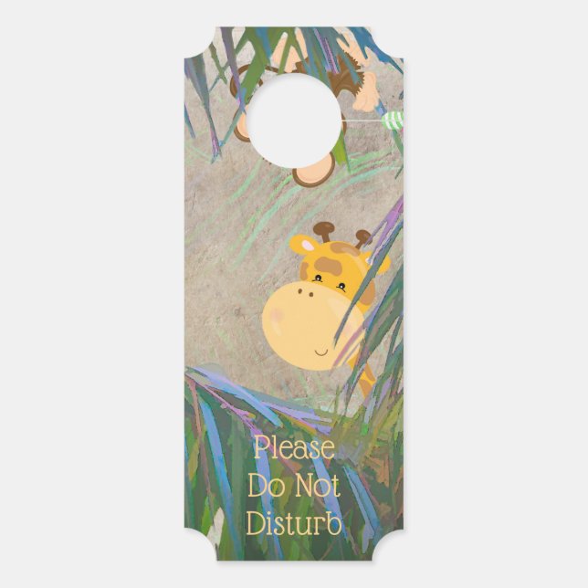 Colgador Para Puertas Personalizado de tema de la jungla Mensajes de tex (Reverso)