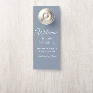 Colgador Para Puertas Personalizado Elegante Dusty Blue & White Boda Bie