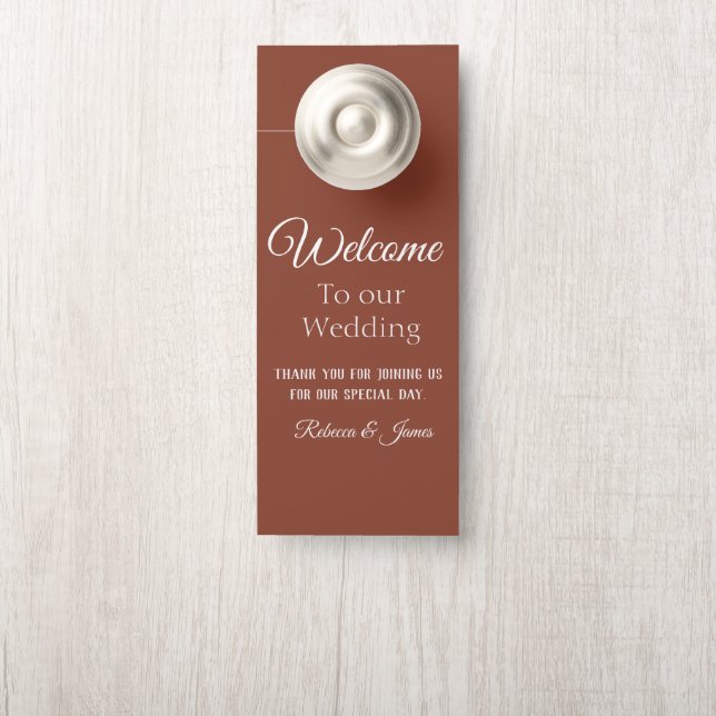 Colgador Para Puertas Personalizado Elegante Terracota y Bienvenida Boda (En pomo)