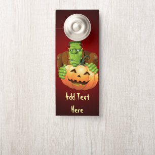 Colgador Para Puertas Personalizado Frankenstein con Calabaza