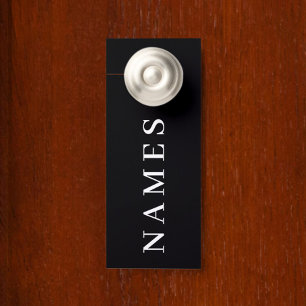 Colgador Para Puertas Personalizado negro simple Añadir su nombre elegan