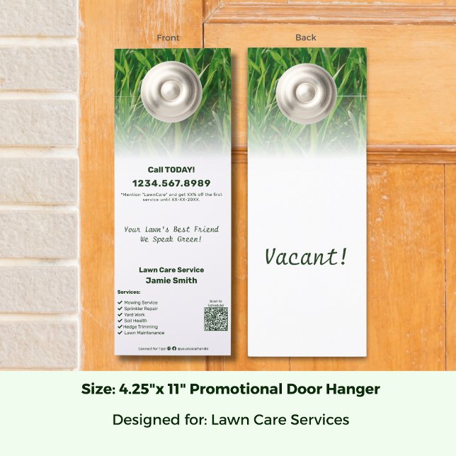 Colgador Para Puertas Personalizado Promocional del Servicio de Atención (Lawn Care Service Promotional Custom Door Hanger; Size: 4.25 x 11 Inch)