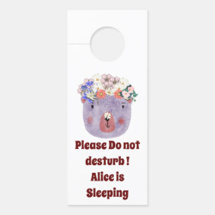 Colgador Para Puertas Pesionalizado hermoso animal con flores púrpura