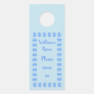 Colgador Para Puertas Pies de conejito azul bebé niño personalizados par