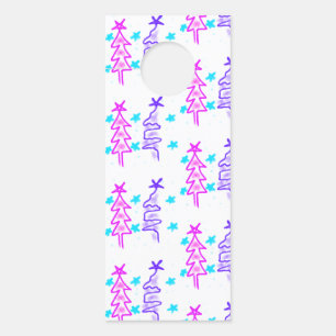 Colgador Para Puertas Pink Purple doodle christmas de árbol estrellas de