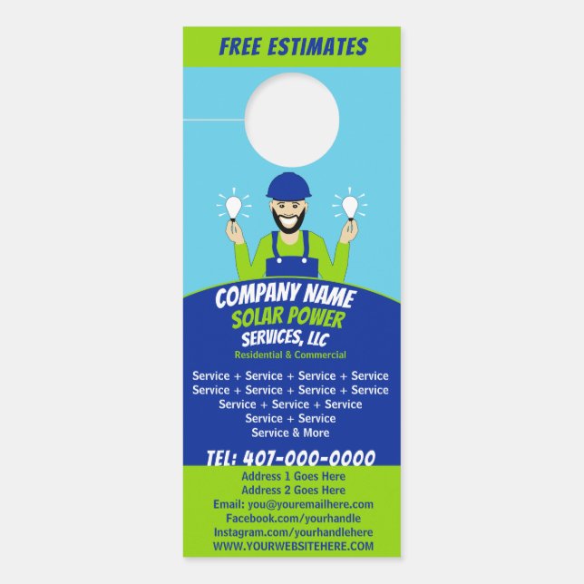 Colgador Para Puertas Portada de la Compañía de servicios de bombilla de (Anverso)