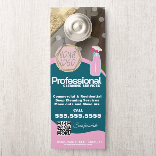 Colgador Para Puertas Professional Cleaning Services QR Code (En pomo)