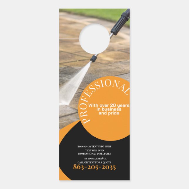 Colgador Para Puertas Professional Pressure Washing Orange Black (Anverso)