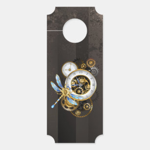 Colgador Para Puertas Reloj de vapor con libélula mecánica