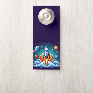 Colgador Para Puertas Retro, cohete espacial exterior