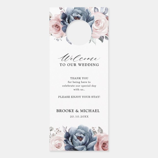 Colgador Para Puertas Rosa Polvo Azul Mauve Pink Slate No Perturbar (Reverso)