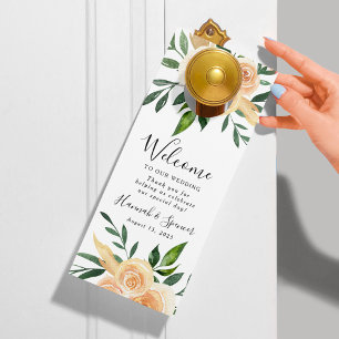 Colgador Para Puertas Rosas Melocotón   Bienvenida de Boda y No Molestar