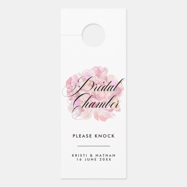 Colgador Para Puertas Rótulo de puerta Boda de cámara de novias de Peony (Anverso)