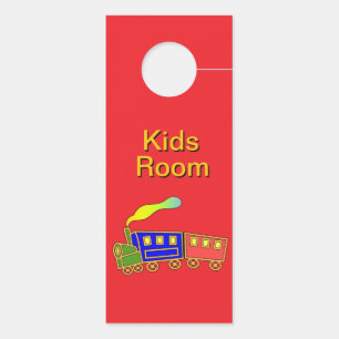 Colgador Para Puertas Sala de Tren para Niños de Choo Rojo Azul