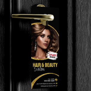 Colgador Para Puertas Salón de Belleza Estilista de Pelo Glamuroso Dorad