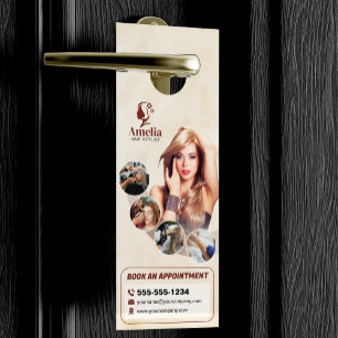 Colgador Para Puertas Salón de Estilismo de Cabello Biege Elegante Maqui