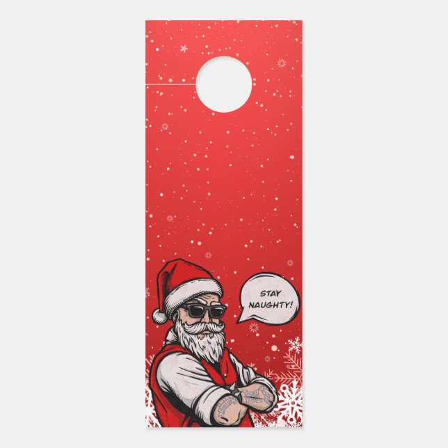 Colgador Para Puertas Santa Claus Stay Naughty Funny Navidades (Anverso)