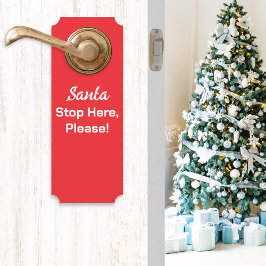 Colgador Para Puertas Santa Stop Here Please Festivo Rojo