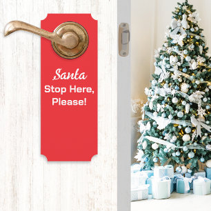 Colgador Para Puertas Santa Stop Here Please Festivo Rojo