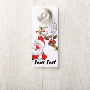 Colgador Para Puertas Santa y los renos Feliz Personalizado