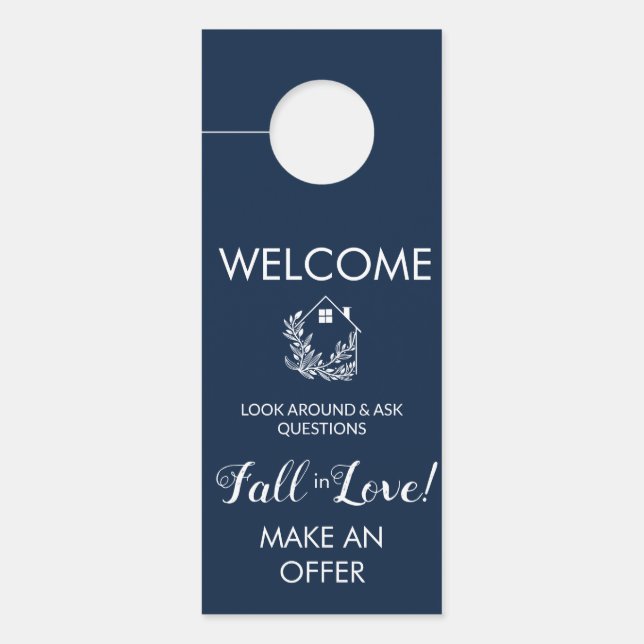 Colgador Para Puertas señal de bienvenida en el Rótulo inmobiliario, per (Anverso)