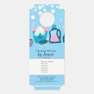 Colgador Para Puertas Servicio de Limpieza Azul Rosa Negocio