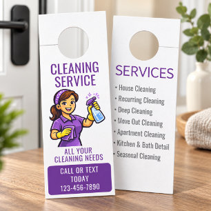 Colgador Para Puertas Servicio de limpieza Purple Maid House