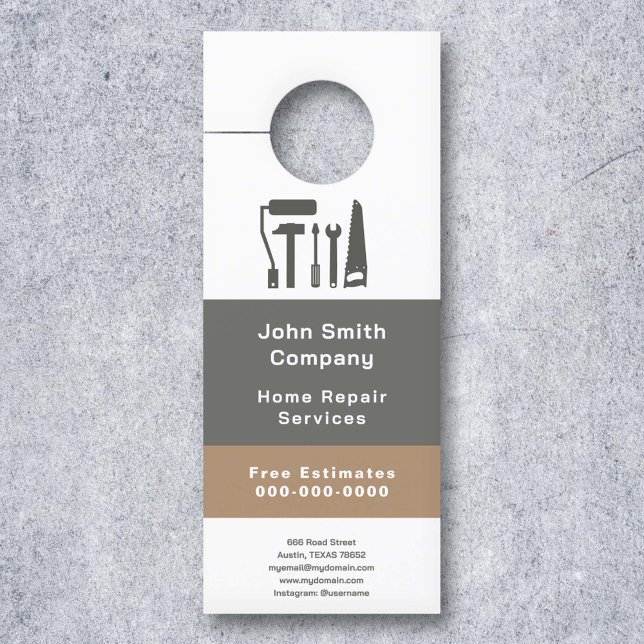 Colgador Para Puertas Servicio de reparación de casas y manos (Handyman & Home Repair Service Door Hanger)