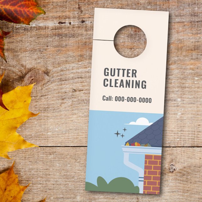 Colgador Para Puertas Servicios de limpieza de alcantarillas (Gutter Cleaning Services Door Hanger)
