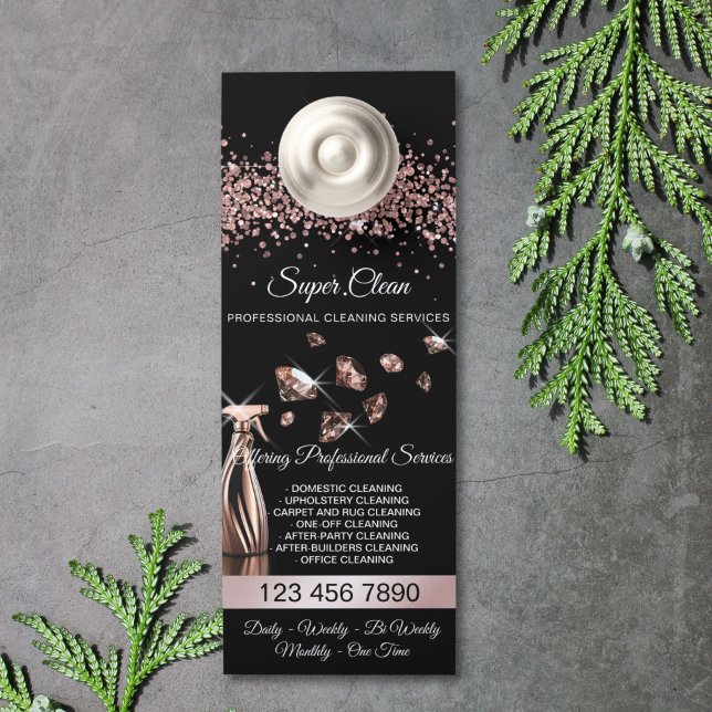 Colgador Para Puertas Servicios de limpieza de casas (rose gold house cleaning spray bottles spraying diamonds)