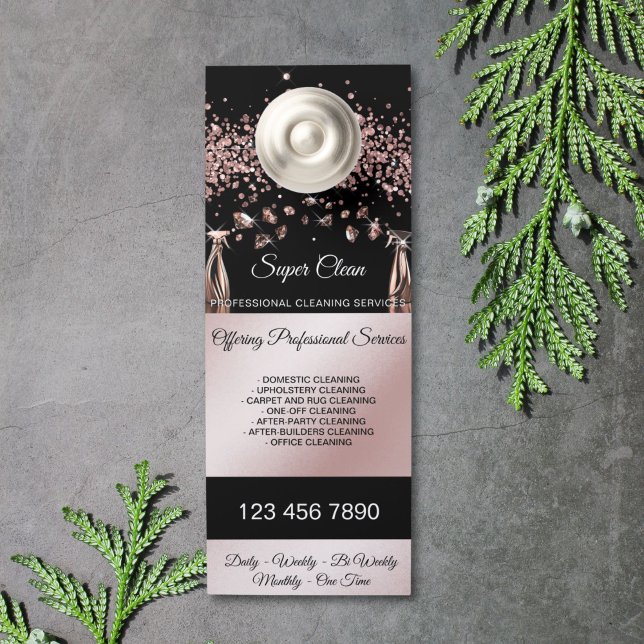 Colgador Para Puertas Servicios de limpieza de casas (rose gold house cleaning spray bottles spraying diamonds)